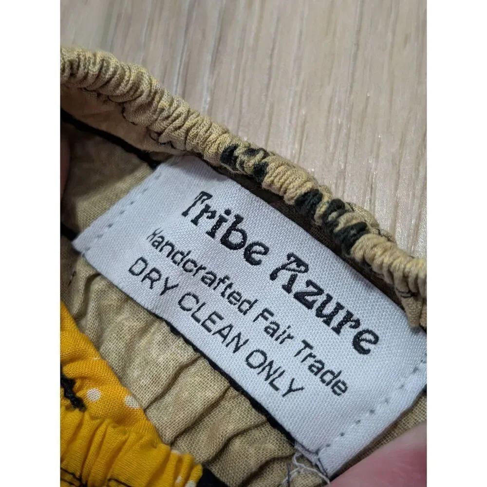 Tribe Azure Patchwork Harem Jumpsuit Pants L/XL Fair Trade Boho Festival Romper